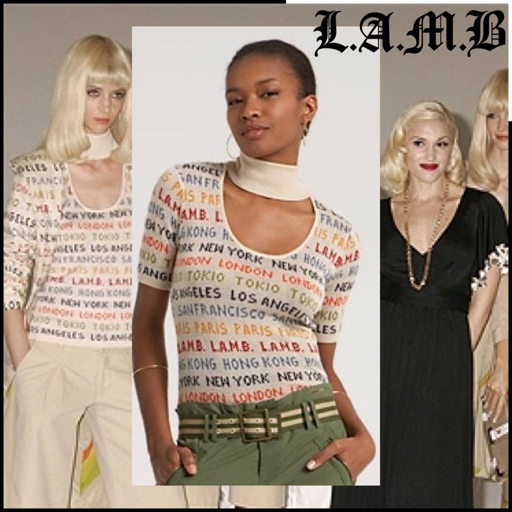 Gwen Stefani LAMB Runway turtleneck cashmere top